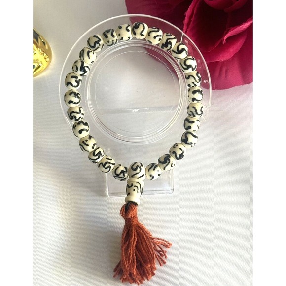 Natural Tibetan Yak Bone Om Bracelet 8mm Prayer Healing Reiki Energy - Picture 4 of 6